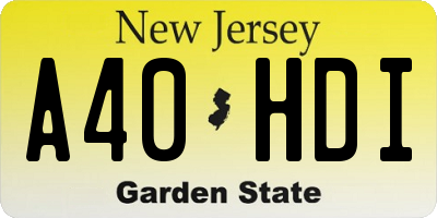 NJ license plate A40HDI