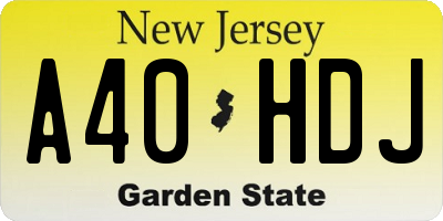 NJ license plate A40HDJ