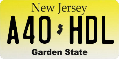 NJ license plate A40HDL