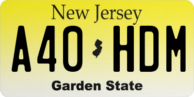 NJ license plate A40HDM
