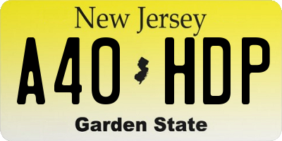 NJ license plate A40HDP