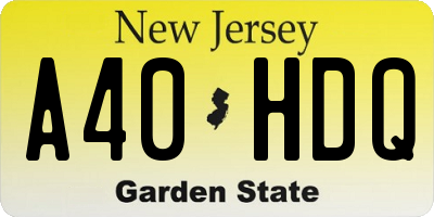 NJ license plate A40HDQ
