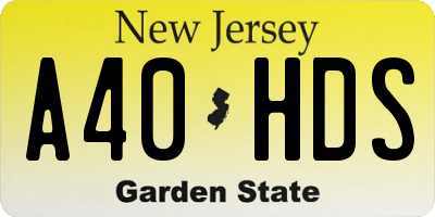 NJ license plate A40HDS