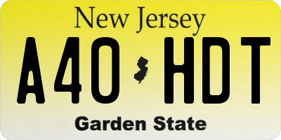 NJ license plate A40HDT