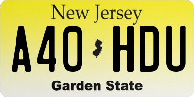 NJ license plate A40HDU