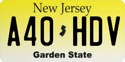 NJ license plate A40HDV