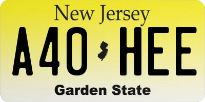 NJ license plate A40HEE
