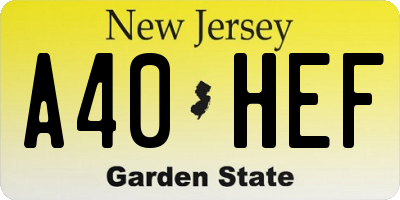 NJ license plate A40HEF