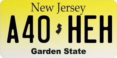 NJ license plate A40HEH