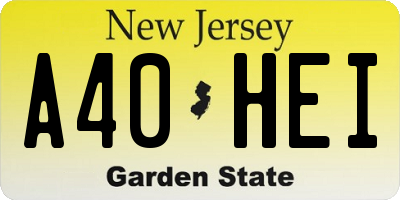 NJ license plate A40HEI