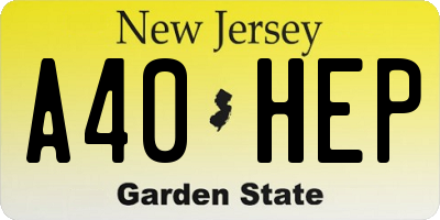 NJ license plate A40HEP