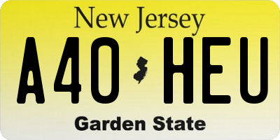 NJ license plate A40HEU