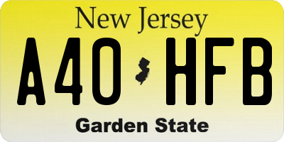 NJ license plate A40HFB