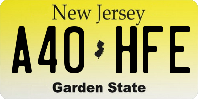 NJ license plate A40HFE