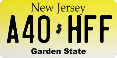 NJ license plate A40HFF