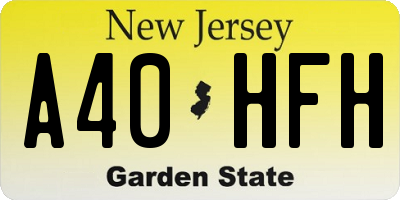 NJ license plate A40HFH