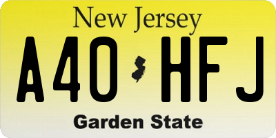 NJ license plate A40HFJ
