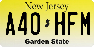 NJ license plate A40HFM