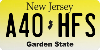 NJ license plate A40HFS
