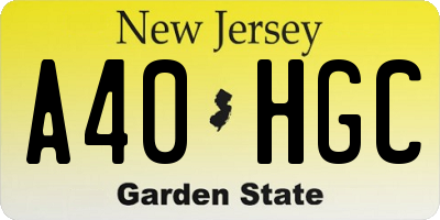 NJ license plate A40HGC