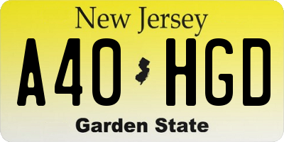NJ license plate A40HGD