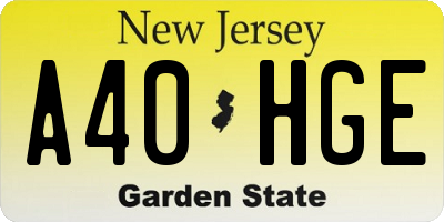 NJ license plate A40HGE