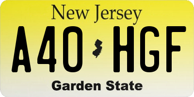 NJ license plate A40HGF