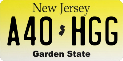 NJ license plate A40HGG