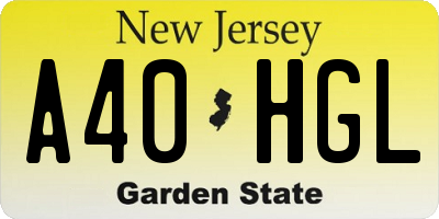NJ license plate A40HGL