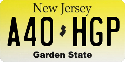 NJ license plate A40HGP