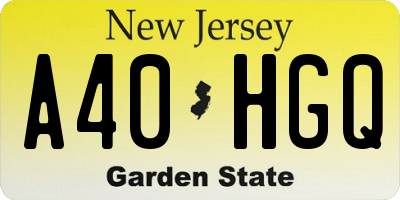 NJ license plate A40HGQ