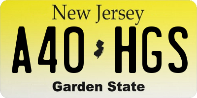 NJ license plate A40HGS