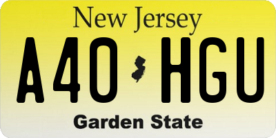 NJ license plate A40HGU