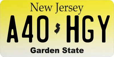 NJ license plate A40HGY