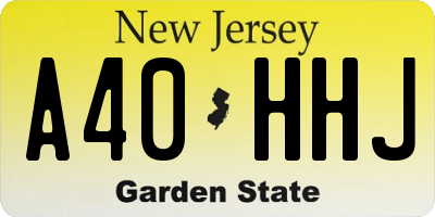NJ license plate A40HHJ