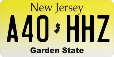 NJ license plate A40HHZ