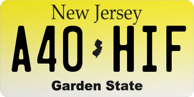 NJ license plate A40HIF
