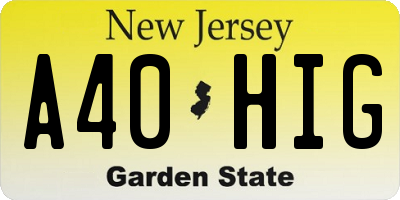 NJ license plate A40HIG