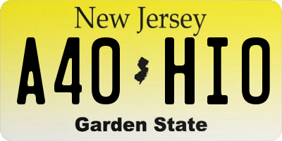NJ license plate A40HIO