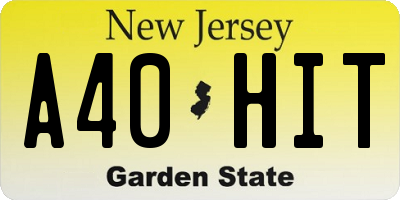 NJ license plate A40HIT