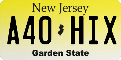 NJ license plate A40HIX