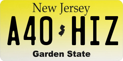 NJ license plate A40HIZ