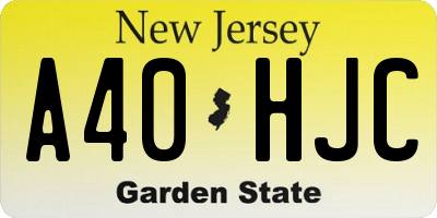 NJ license plate A40HJC