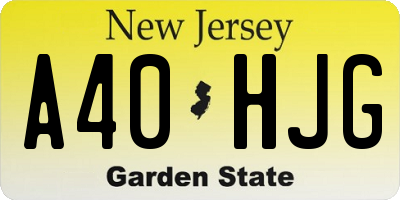 NJ license plate A40HJG