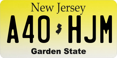 NJ license plate A40HJM