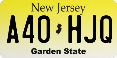 NJ license plate A40HJQ