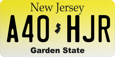 NJ license plate A40HJR
