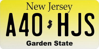 NJ license plate A40HJS