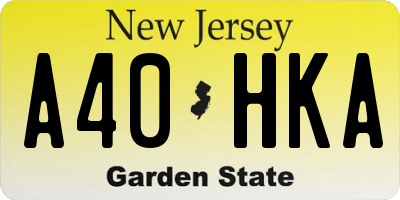 NJ license plate A40HKA