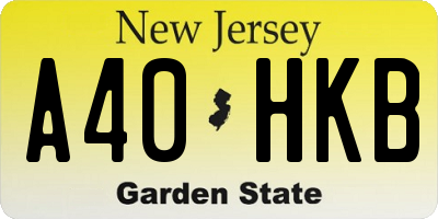 NJ license plate A40HKB